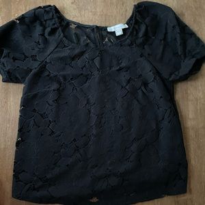 Black eyelet blouse Womens medium